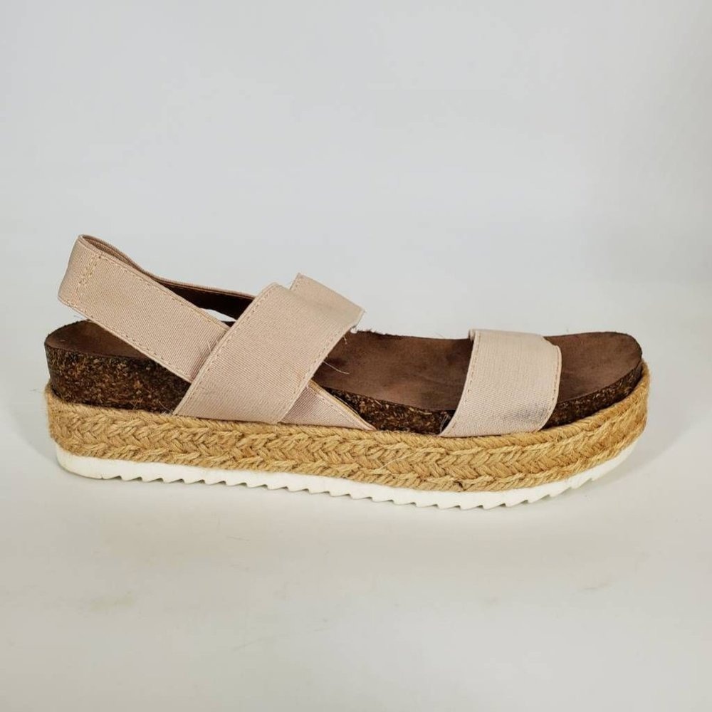 Madden Girl Shoes Womens Cybell Beige 7 Slingback Sandal Espadrille Stretch Chic